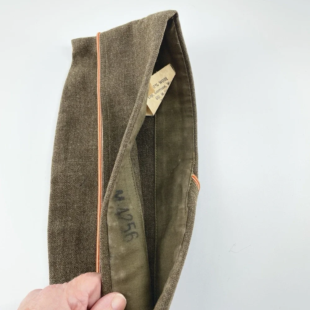 US Army Issued M1950 Garrison Cap Korean War Engineer Corps Wool OD Laundry #